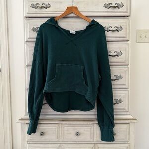 Aerie Evergreen Waffle Hooded Thermal Top
